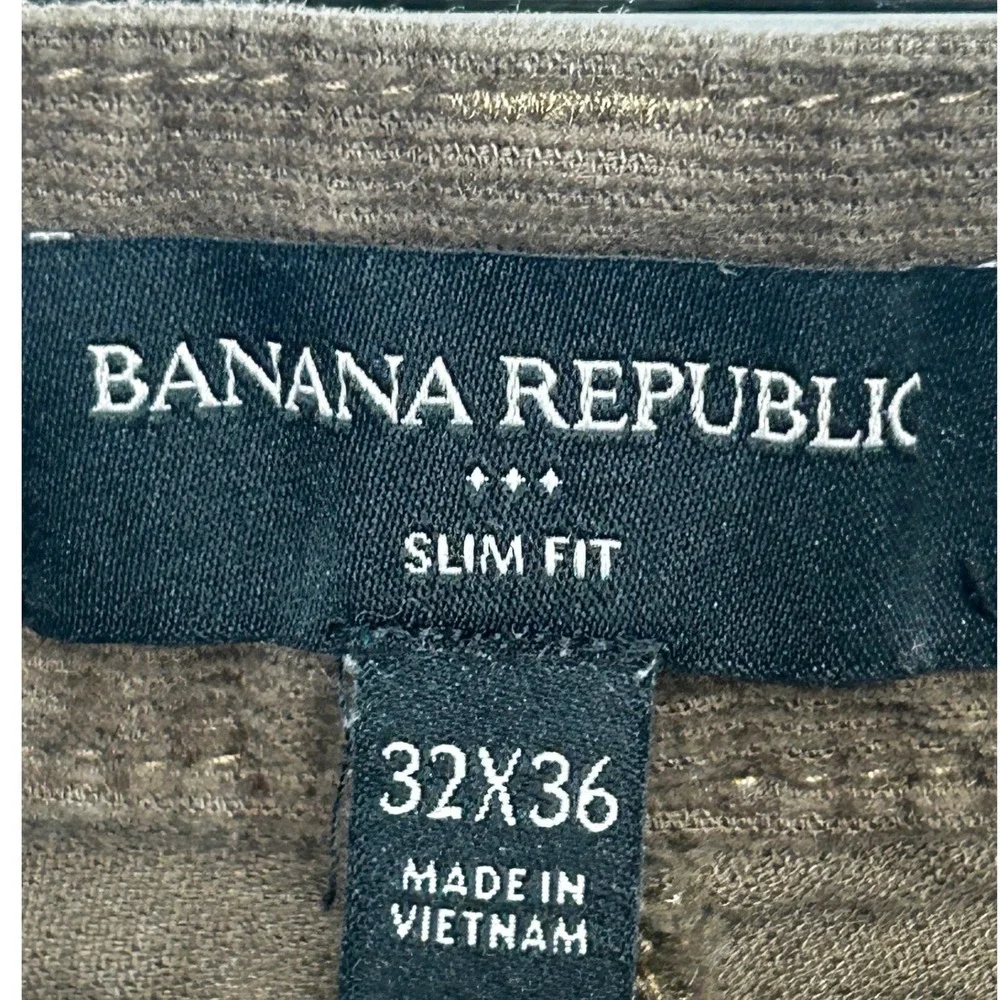 Banana‎ Republic Slim Fit Brown Corduroy Pants Tag 32x36 ACTUAL HEMMED 33.5x29.5